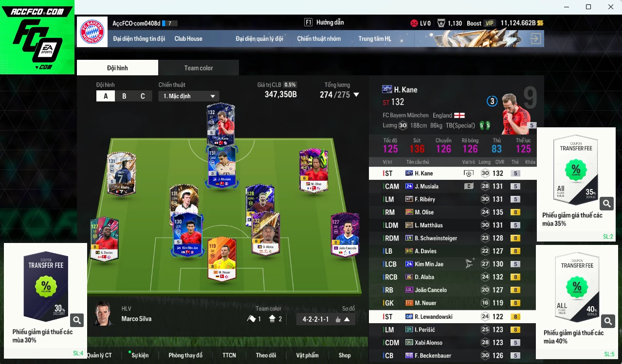 [ACC Rẻ🔥] Bayern Munich 347.350b dư 11000b có Beckenbauer WB, Kane 25TY, Ribery NO7, Matthaus BDO, Olise 23HW, Alaba HG, Musiala 24UCL, Perisic SPL...